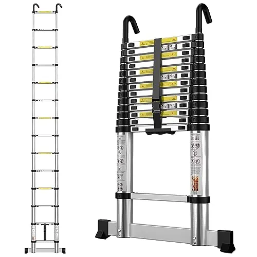 gymount Escaleras Plegables Aluminio, 4,1m Escalera Telescópica, 14 Pasos