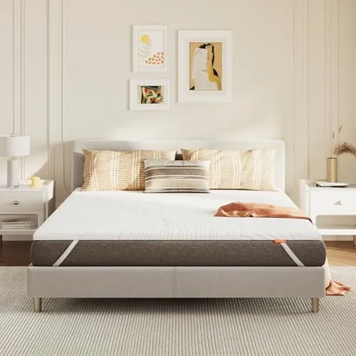 Sweetnight Topper Colchón de Espuma Viscoelástica en Gel 150x190 cm, Grosor de 5 cm, con Funda Extraíble y Lavable, Sobrecolchón de Memory Foam 150x190x5cm, con Correas Elásticas, Blanco