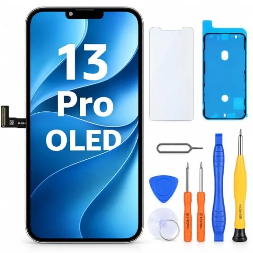LL TRADER Pantalla para iPhone 13 Pro OLED 6.1" y Kit de Reparación | Marco de Montaje para Digitalizador Táctil 3D Touch con Pantalla FHD, con Cinta Adhesiva Impermeable y Protector