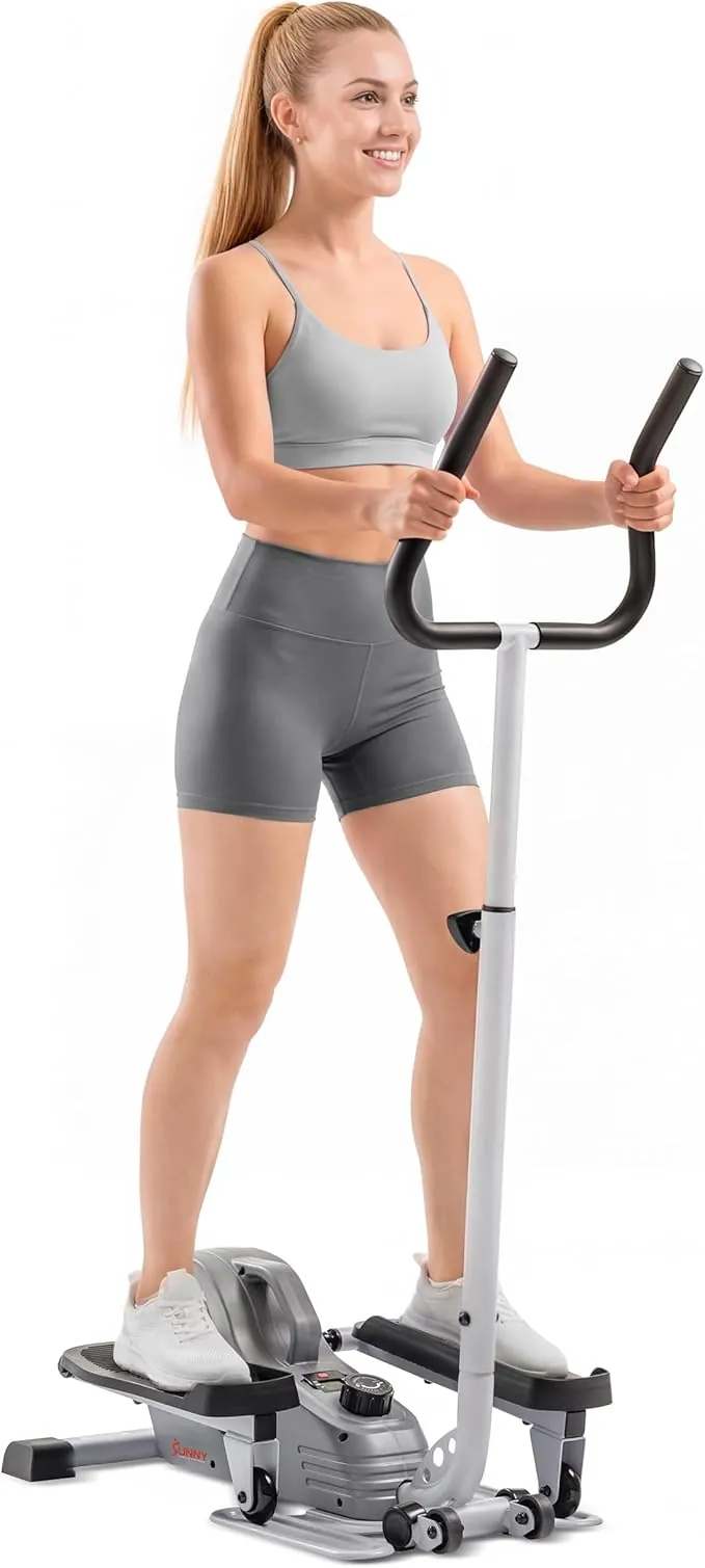 Sunny Health & Fitness Elíptica Compacta para Debajo del Escritorio, Máquina Portátil de Pedaleo para Entrenamiento en Casa, Entrenador Cruzado 2 en 1 para Usar Sentado o de Pie, App SunnyFit Opcional