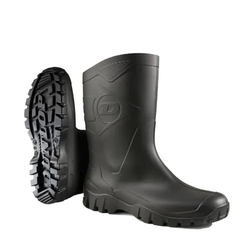 DUNLOP Botas de caucho Dee Calf – Botas de agua de caña media para mujer y hombre – Impermeables, ligeras y cómodas – Negras – Tallas 37–47