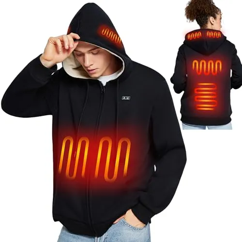 seenlast Chaqueta Calefactable Hombre Mujer, Abrigo Calefactable Eléctrico | con Batería 10000mAh, 6 Zonas, 3 Temperaturas, Lavable, Ideal para Senderismo, Esquí y Acampar