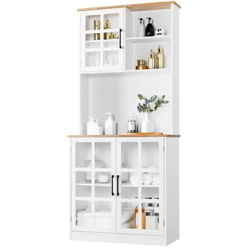 Yaheetech Alacena de Cocina Armarios Altos de Cocina 80x37x183cm Blanco