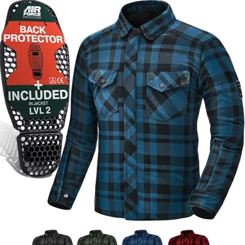SHIMA RENEGADE MEN 2 Camisa Moto Hombre - Chaqueta Moto de Algodóncon con FiberQL - Aramida y capa de refrigeración, protectores CE, cremallera y cierre a presión (Azul, 3XL)
