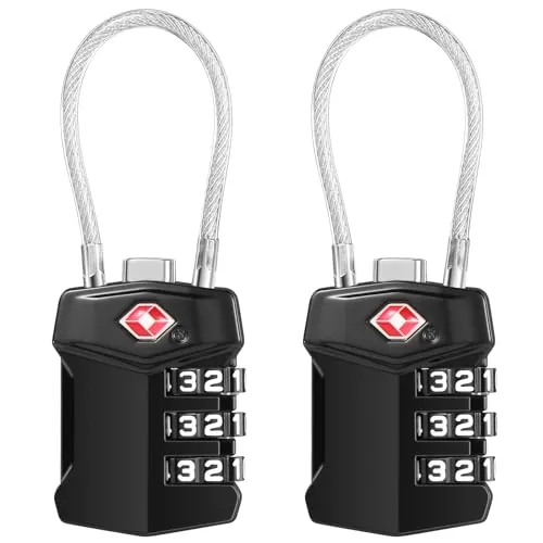 Blendura Candado Maleta Viaje 2 Picks, Candado TSA Contraseña de 3 Dígitos, Candado Taquilla Gimnasio para Maletas Viaje Mochila Equipaje