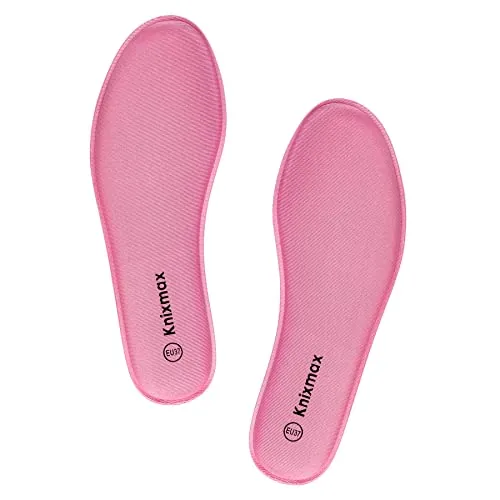 Knixmax Plantillas Memory Foam para Zapatos de Mujer y Hombre, Plantillas Confort Amortiguadoras Cómodas y Flexibles para Trabajo, Deportes, Caminar, Senderismo, EU38 Rosa