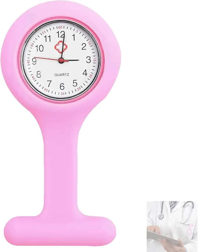 Broche de silicona para reloj de enfermera, silicona con pin/clip, para enfermera, médico, paramédico, unisex, para hombres y mujeres