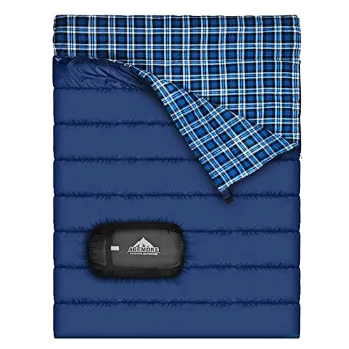 Saco de Dormir Doble de Franela de algodón para Camping, Senderismo o Senderismo. Saco de Dormir Impermeable para 2 Personas, para Adultos o Adolescentes. Camión, Tienda de campaña o Saco de Dormir