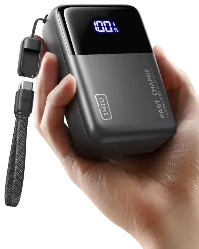 INIU Banco de energía de Carga rápida de 100 W, el Cargador portátil más pequeño de 25000 mAh de Alta Capacidad, Paquete de teléfono de batería de 3 Puertos con Cable USB C Desmontable para Viajes