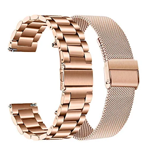 TRUMiRR Reemplazo para Garmin Vivomove 3S Correa de Reloj de Mujer, 18mm Banda de reloj de acero inoxidable de malla tejida Pulsera de correa de liberación rápida para Garmin Vivoactive 4S 40mm