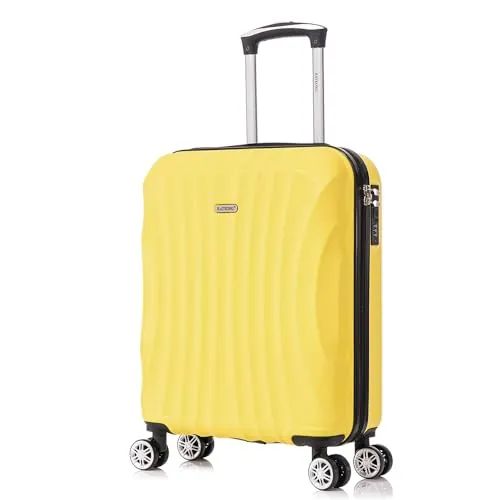 RAYKONG Maleta de Cabina ABS 55x40x20cm (44L) - Maletas de Viaje Pequeñas Ligeras 20 Pulgadas - Amarillo