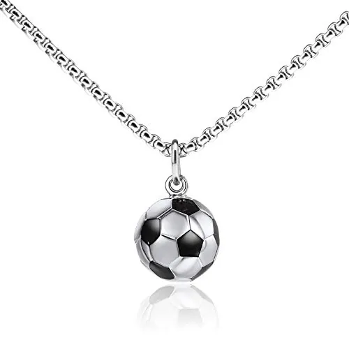 Create idea Collar de encanto de fútbol, acero inoxidable para niño niña deportista hombres mujeres unisex joyería regalo único - 60 cm/23.6 pulgadas