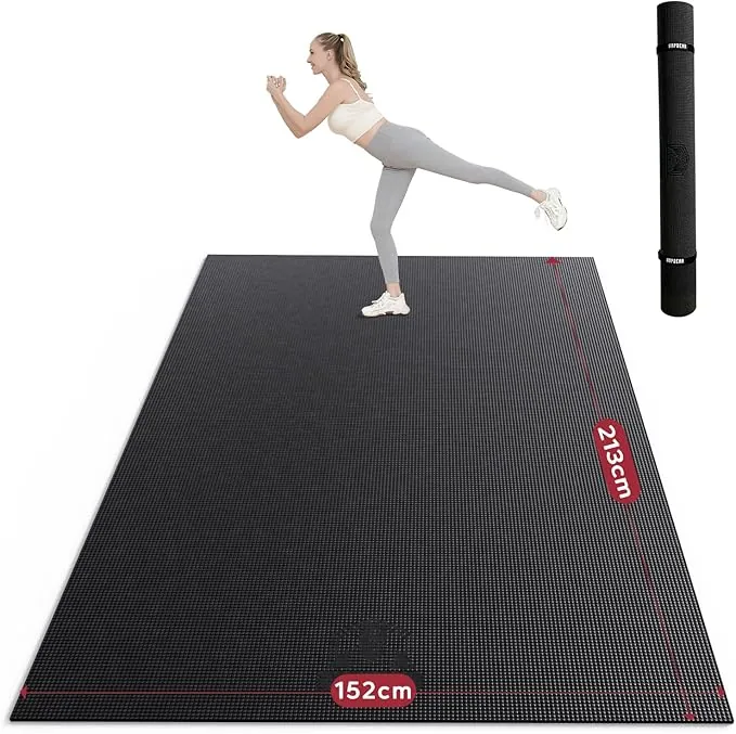 HAPBEAR Esterilla Deporte Grande 183×122/213×152/244×183/274×183cm×8mm,Antideslizante Ultraduradero Esterilla Yoga para Ejercicio en Casa, Deporte Familiar, Pilates, Gimnasia