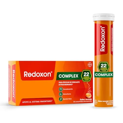 Redoxon Complex - Vitamina C Efervescente - 30 Comprimidos - Sabor Naranja - Suministro para 1 mes - Recupera la Energía - el Sistema Inmune y Defensas - 13 Vitaminas - 9 Minerales - Sin Gluten