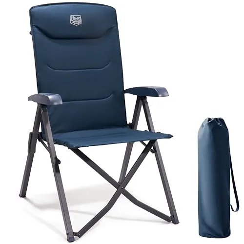 Timber Ridge Silla de Camping Adulto, de Jardín Plegable Portátile de Alta Resistencia Respaldo Alto, Reclinable de 4 Posiciones para Campamento Playa Picnic Jardín Caravana Soporte 150kg