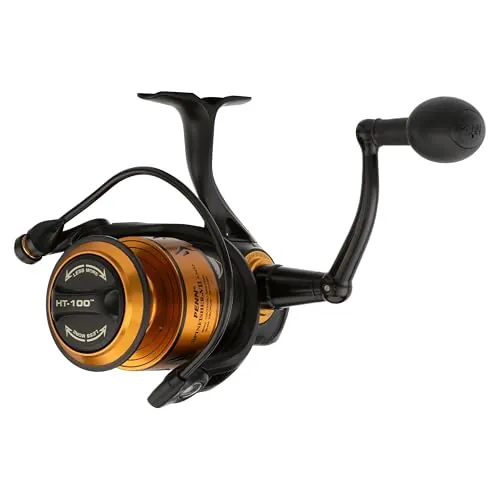 PENN Spinfisher VII Carrete de Spinning | Carrete de Pesca de Agua Salada con Sellado IPX5 y Engranaje CNC | Arrastre Suave HT-100 para Pesca Desde Barco, Surf y Roca |Tamaño 10500 | Negro Dorado
