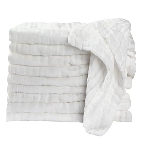 Koo-dib Gasas para Bebes Toallas Bebe Recien Nacido Muselinas Bebe Algodon Toalla BañO Baberos Recien Nacido Muselina para ReciéN Nacidos 10 Piezas Toallitas Reutilizables 25x25 cm