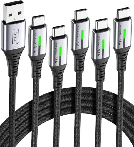 INIU Cable USB C, 5-Pack [2+2+1+1+0.5m] QC 3.1A Carga Rapida USB C Cargador