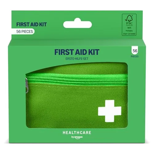 Healthcare by Amazon - Kit de primeros auxilios, Verde, 56 unidades (Anteriormente una Marca de Amazon Basic Care, el Mismo Producto)