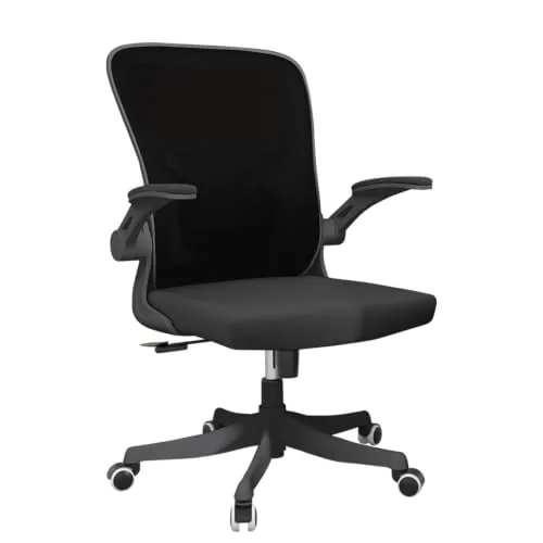 Monhey Silla de Oficina Ergonómica con Soporte Lumbar, Altura Ajustable, Brazos Abatibles 2D, Malla Negra Transpirable, Silla de Escritorio Cómoda para el Hogar, Oficina, Estudio y Juegos.