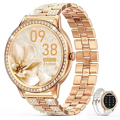 Nemheng Smartwatch Mujer con Llamada y Whatsapp，Elegante Reloj Inteligente con Oxímetro(SpO2) Pulsómetro Seguimiento Menstrual Monitor de Sueño Pulsera Actividad Mujer para Android iOS