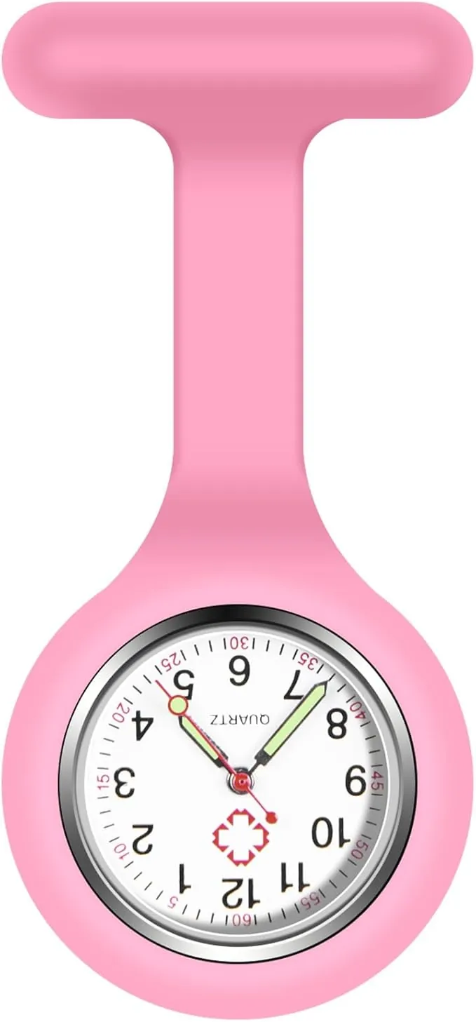 Vicloon Reloj de Bolsillo de Silicona con Broche, Reloj de Enfermera de Bolsillo para Enfermera con Broche para Unisexo Reloj Paraméd Nurse Fob, Regalo para Enfermera Médico