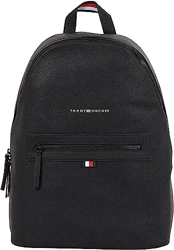 Tommy Hilfiger Mochila Hombre Essential PU Backpack Equipaje de mano, Negro (Black), Talla Única