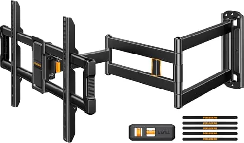 Perlegear Soporte TV Pared, Brazo Largo de 943mm para TVs de 42-84", Sujecion TV Pared Articulado con Rotación e Inclinación, Soporta hasta 68kg, MAX VESA 600x400mm