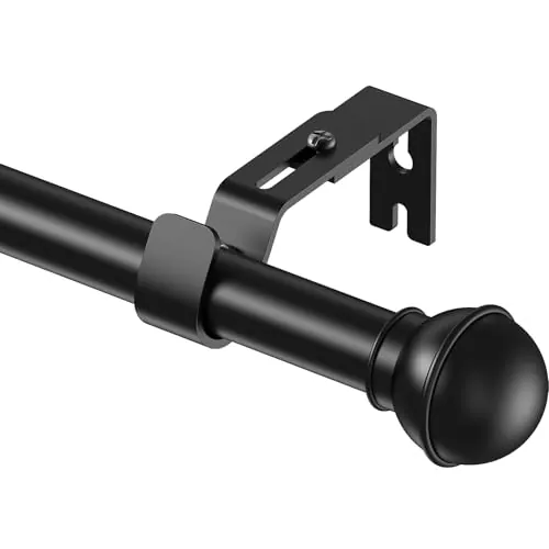 Yeabett Barra de cortina extensible, 80-308 cm, color negro