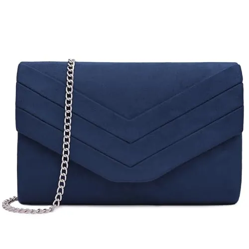 Milisente Mujer Embragues Ante Sobre Bolsa de noche Clásico Cartera de mano (Azul)