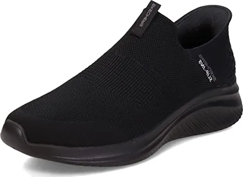 Skechers Hombre Ultra Flex 3.0 Smooth Step Slip-On, Black Knit/Trim, 42 EU