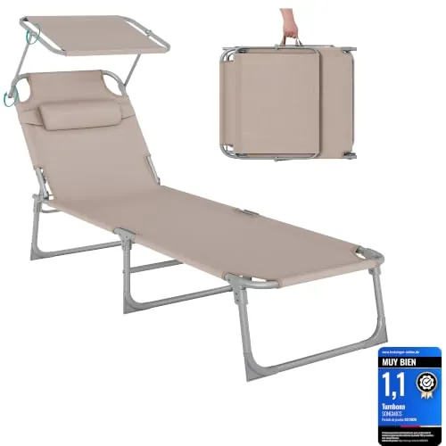 SONGMICS Tumbona Reclinable, 193 x 53 x 29 cm, Carga de 150 kg