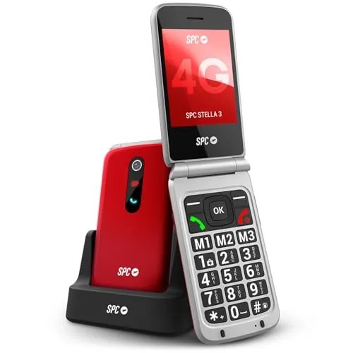 SPC Stella 3 - Teléfono móvil para Mayores, 4G, Teclas Grandes, Rojo