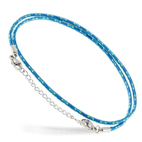 Motti Way Pulsera Mujer, Pulsera Tobilleras Mujer Acero Inoxidable, Tobillera Azul Claro Bisuteria, Tobillera De Cuerda Náutica, Resistente Al Agua Tobilleras De Cuerda De Surfista