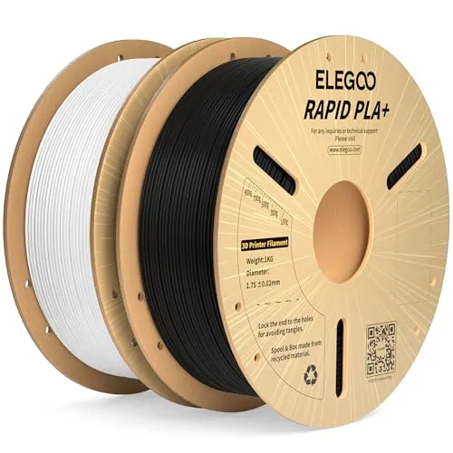 ELEGOO Filamento PLA+ de Alta Velocidad 1.75 2KG Negro y Blanco