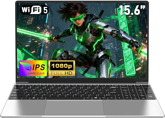 NAIKLULU 15.6 Pulgadas 2026 Laptop RAM 16GB SSD 256GB, Processor M3-6Y30 Pc Ordenador Portatil Notebook Computadora Portatil, 5000Mah/1920x1080P/Webcam/WIFI 5/Ranura para Tarjeta TF