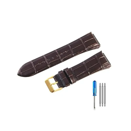 TVKSIPAR Apto for correa de reloj For Guess W0040G3 W0040G5 W0247G3 correas de cuero(Coffee-GD-K1)