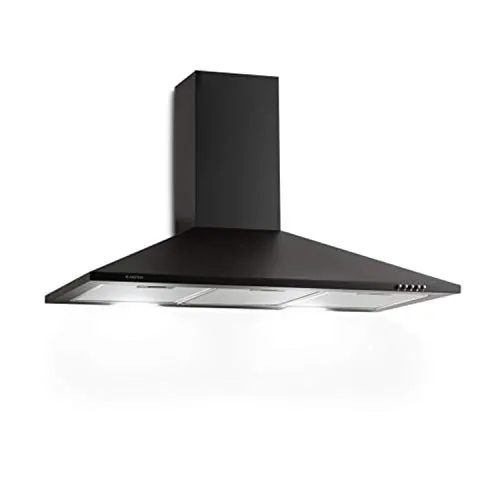 Klarstein Zugspitze 90 Campana extractora - campana de pared, 65 W, caudal máx. 324 m³/h, extracción/recirculación, iluminación de cocción, material de montaje y filtro antigrasa incluidos, negro