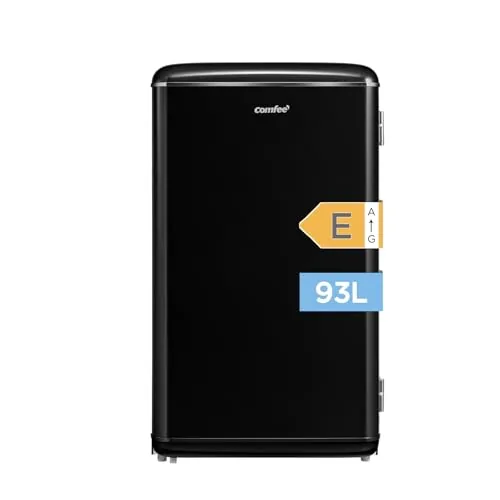 Comfee' RCD93BL2EURT(E) Refrigerador Bajo Encimera, 93L, Refrigerador Retro Independiente con Compartimento Enfriador, Termostatos Ajustables, Luz LED, Negro