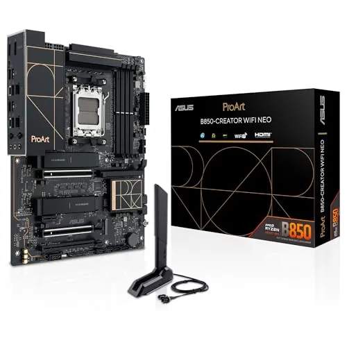 ASUS ProArt B850-CREATOR WiFi Neo - Placa Base ATX AMD B850, 14+2+1 DrMOS, DDR5, PCIe 5.0, PCIe Slot Q-Release, M.2, WiFi 7, Ethernet 5Gb, SATA 6Gbps, USB Tipo-C, ProArt Creator Hub, Aura Sync