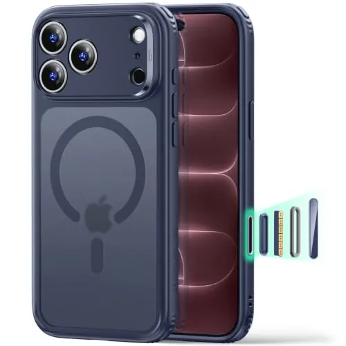 ESR Classic Hybrid Funda para iPhone 18 Pro Max/17 Pro MAX, Azul Mate | Antiamarilleo duradero, Ultrafino, Compatible con MagSafe, Protección militar 3X, Funda Magnética, Resistente a rayones
