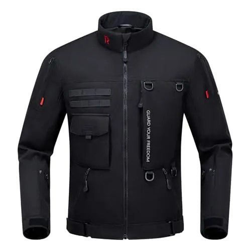 RIDEIRON Chaqueta de Moto Hombre Invierno CE Class A con Hombreras y Coderas (CE-2) Forro Extraíble Protección Cortavientos para Motocicleta Negro L