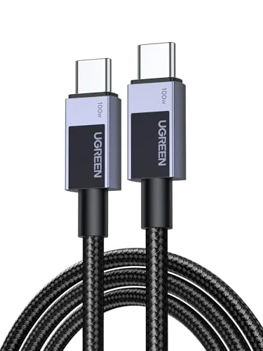 UGREEN 100W Cable USB C Carga Rápida PD 3.0, Tipo C 20V 5A con Carcasa de Aluminio Trenzado Nylon, Compatible con MacBook Air, Dell, iPad, iPhone 17 Pro Max Air/16/15, Galaxy S25 S24, Pixel 9/8.1M