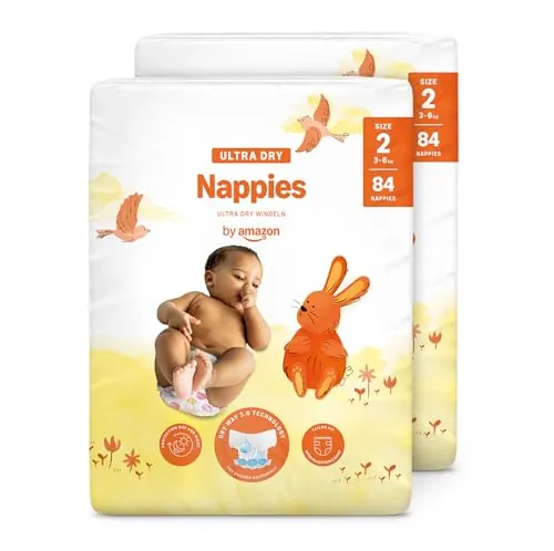 By Amazon Pañales Ultrasecos, Talla 2 (de 3 a 6kg), 168 Unidades (2 Paquetes de 84)