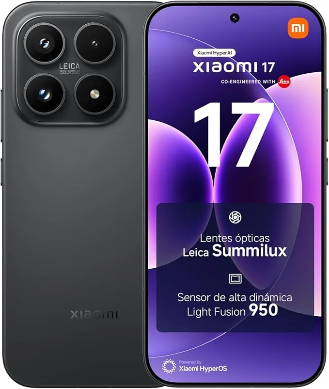 XIAOMI 17 - Smartphone de 12+512GB, Lentes óptica Leica Summilux, Snapdragon 8 Elite Gen 5, HyperAI, 1 año de garantía Extra, Cargador no Incluido, Negro (Versión ES)