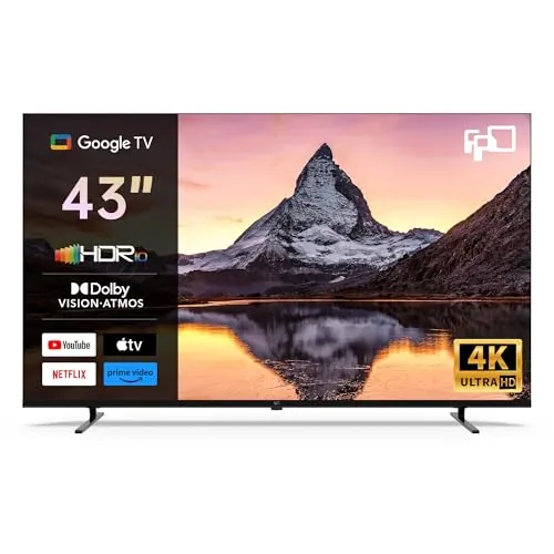 FPD TV 43 Pulgadas Smart TV, 4K UHD con Dolby Vision y Dolby Atmos | Google TV para Cine en casa, Streaming y fútbol - 108cm