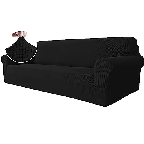 Ystyle Funda Sofa 4 Plazas, Fundas Sofa Elasticas, Negro