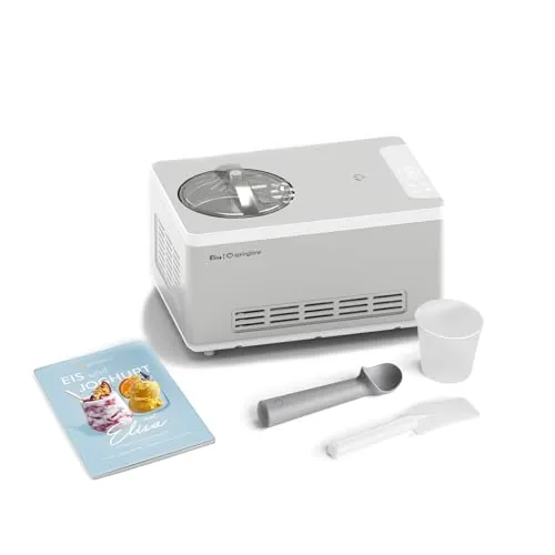 Heladera yogurtera 2 en 1 ELISA con compresor de refrigeración y función de calefacción, 2 l Máquina de helados y yogur en acero inoxidable, función de mantenimiento de frío