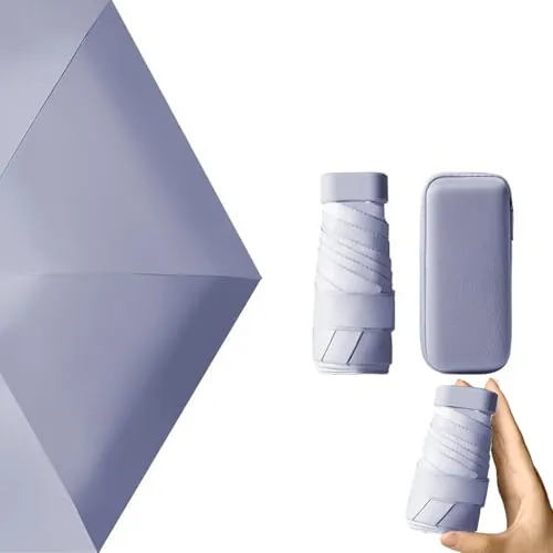 Nnicorns Mini Paraguas de Viaje, Protección UV, Protección Solar, paraguas plegable antiviento de 6 Costillas con organizador para Mujer, Niñas y Niños (Púrpura)
