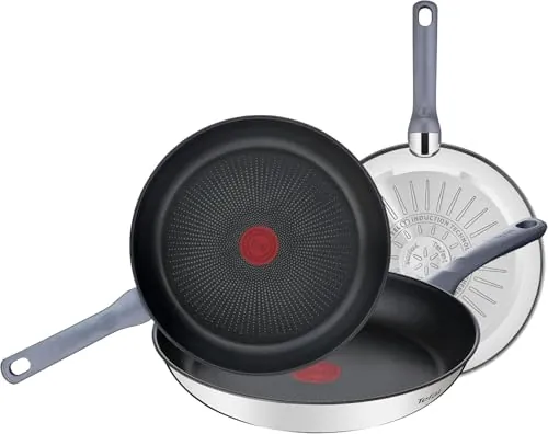 Tefal Daily Cook - Juego de 3 Sartenes 20/24/26 cm, Acero inoxidable